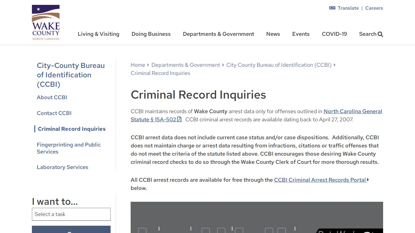 Criminal Record Inquiries - Wake County Government