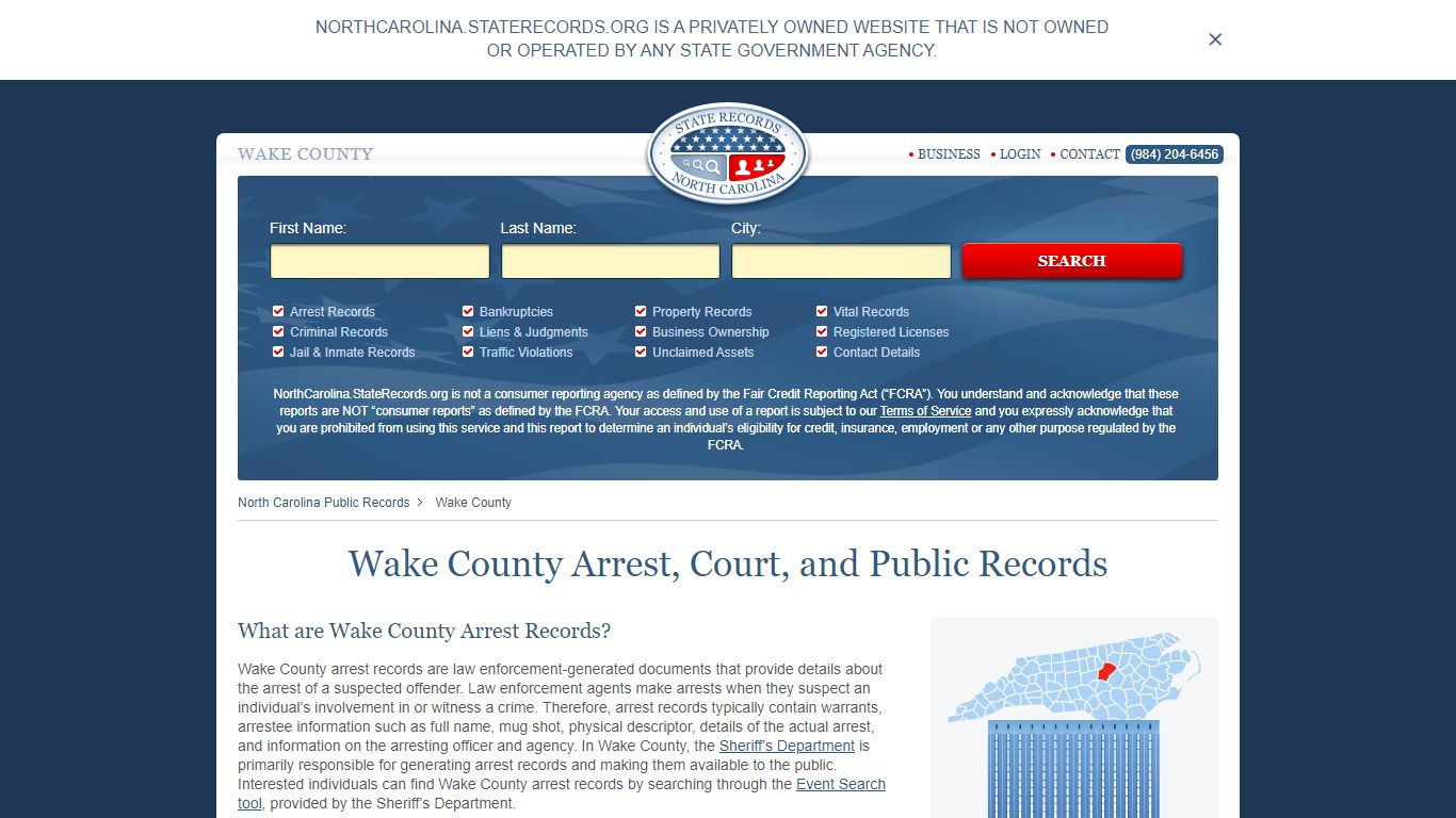 Wake County Arrest, Court, and Public Records